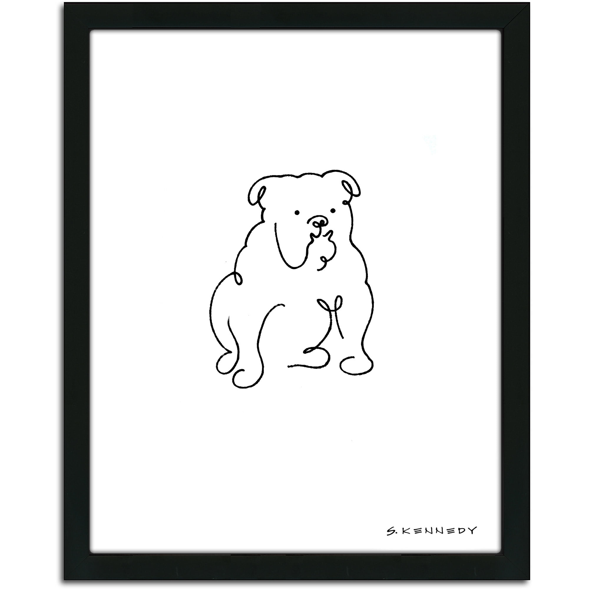Personal-Prints Bulldog Dog Line Drawing Framed Art