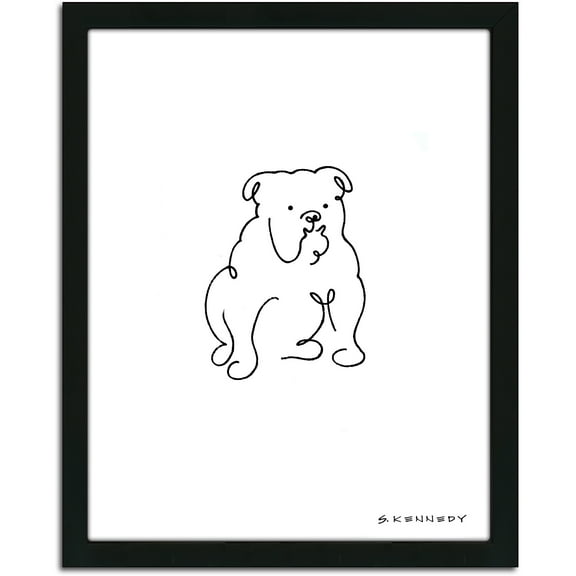 Personal-Prints Bulldog Dog Line Drawing Framed Art