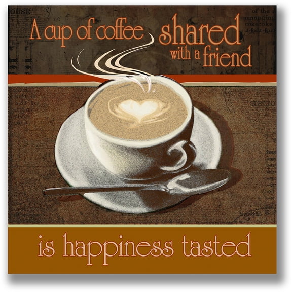 Personal-Prints Coffee With A Friend Wood Block Mounted Print