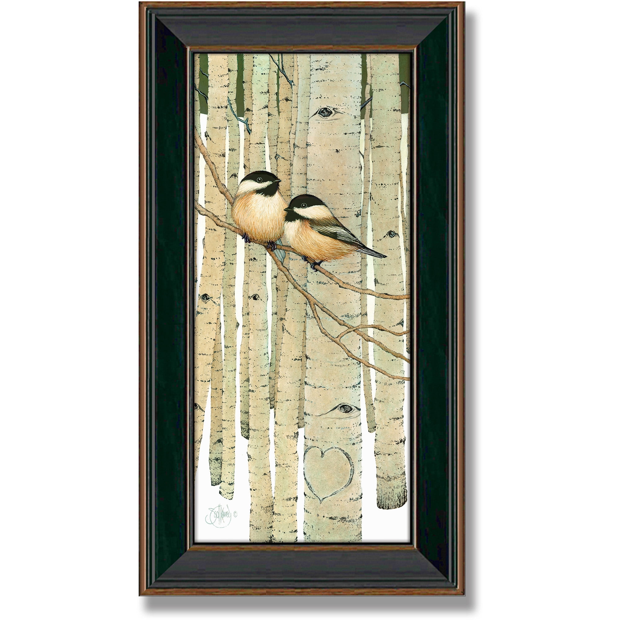 Love Birds Framed Canvas Art with Wood Frame