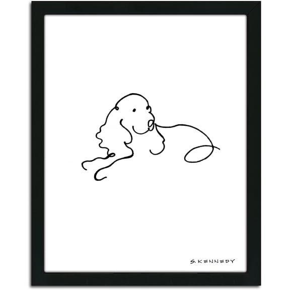 Personal-Prints Spaniel Dog Line Drawing Framed Art