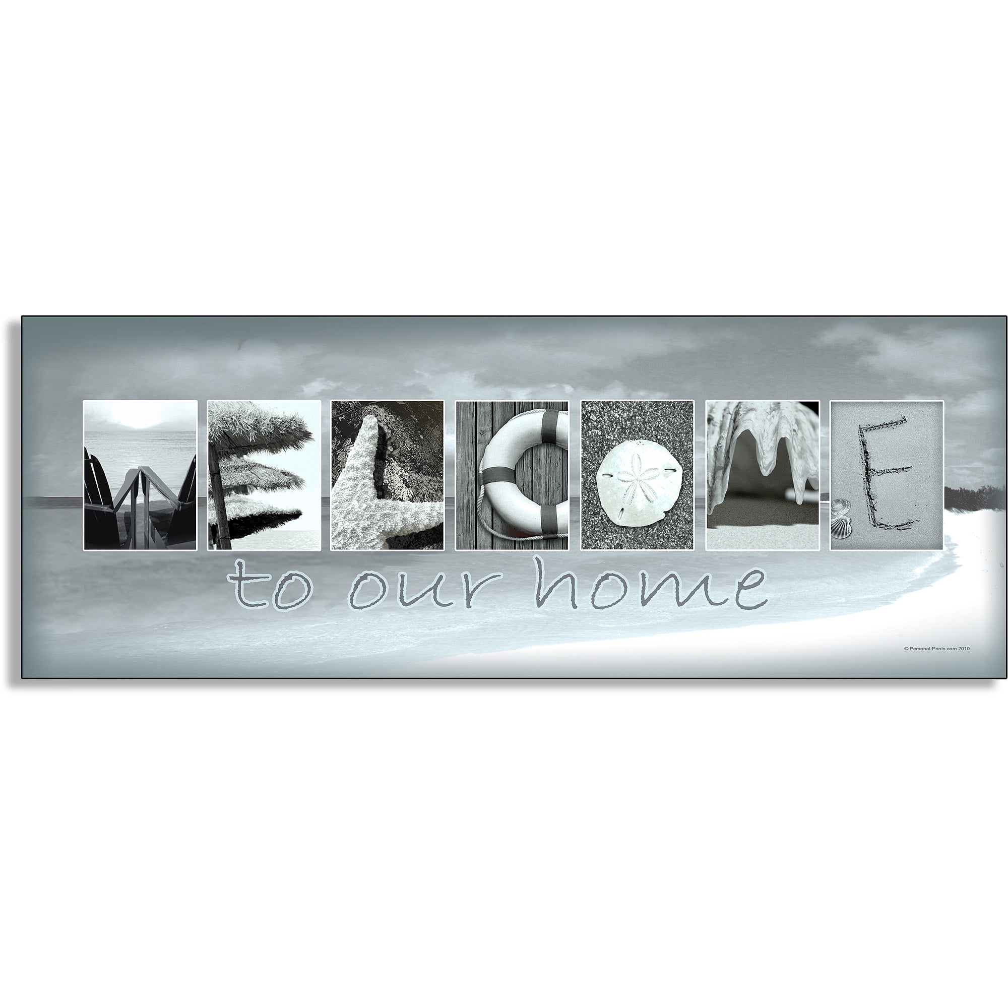 Welcome Beach Scene Framed Canvas Print for Kids