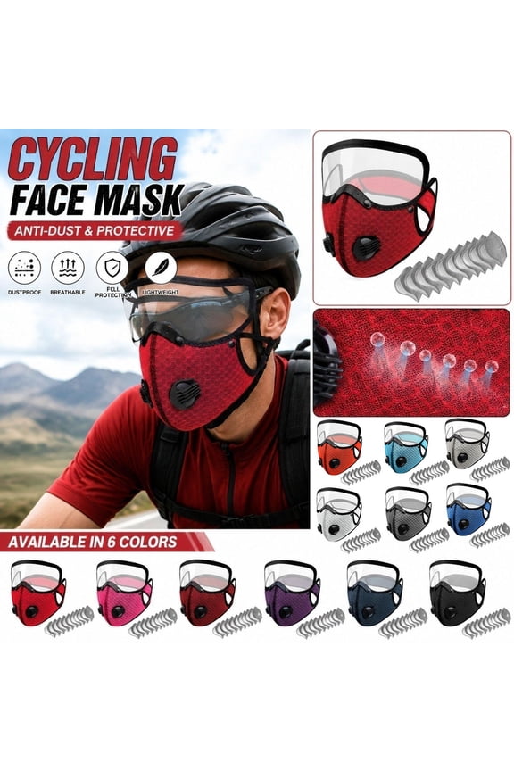 Personal Protective Equipment & Travel Gear, Respirator Mask with Filters, Face Mask for Dust, Pollen Protection, 14X6 in Reusable Mask with Detachable Clear Eye, 1 Pack of Mesh