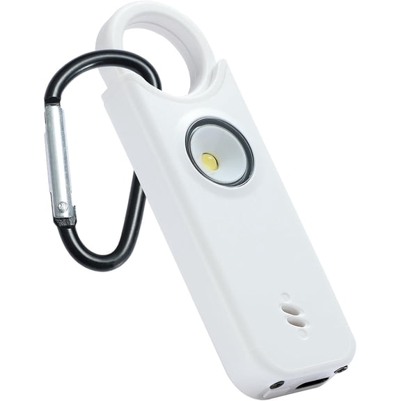 Personal Safety Alarm - 135dB Ultra Loud Siren with LED Strobe Light, USB-C Recharable, Compact Keychain Alarm for Women/Men, Emerncy Flashlight & Vibration Alert(White)