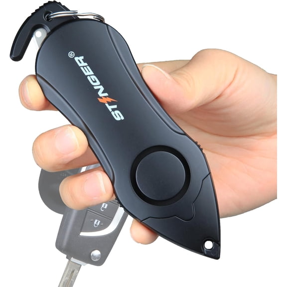 Personal Safety Alarm Emergency Tool, Panic Alarm Siren, Seatbelt Cutter, Car Window Breaker, Safety Device for Women Kid, 140 dB Siren (Black)