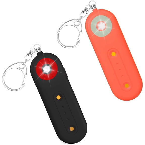 Personal Safety Alarm Keychain for Women, Rechargeable 130DB Loud Emergency Self Defense Key Chain Siren with LED Strobe Light for Elderly Traveling College Essentials (Black & Orange)