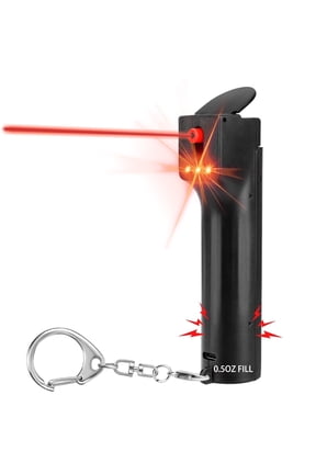 3-in-1 Pepper Spray Personal Alarm, 0.5oz 12ft UV Marking Dye Gel, 140dB Siren Red Strobe, Quick Accurate Aim, Rechargeable Self Defense Safety Keychain, Refill Cartridge, Women Men College Student