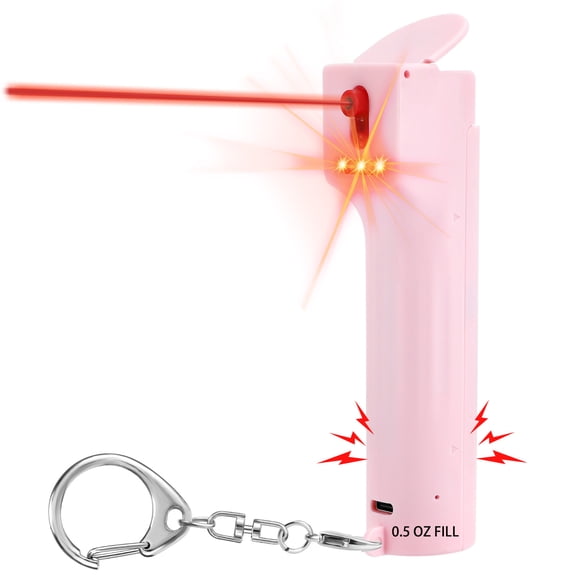 Personal Safety Alarm with Pepper Spray Gel for Women, 3-in-1 Self Defence Defense Safety Keychain, 140dB Siren, Strobe Light, Canister Refillable, UV Marking Dye, Key Chain Set for Protection