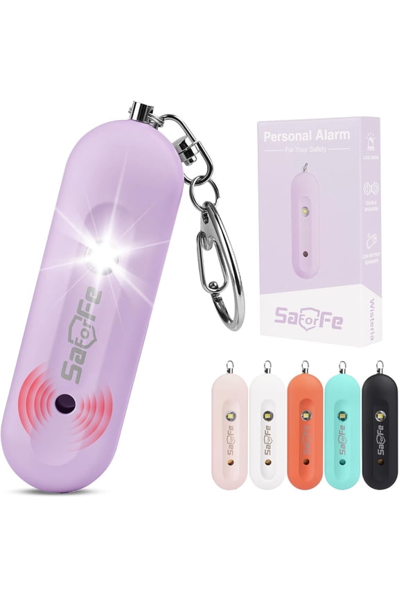 Personal Safety Alarm - Waterproof Rechargeable Security Alarm - 140dB Extra Loud Siren & Strobe Light - Self Defense Keychain - Gift for Women, Teenagers, College Girls, Seniors(Wisteria)