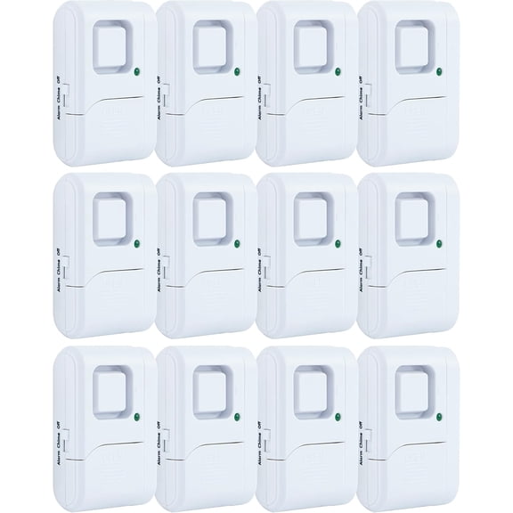 Personal Security Window and Door Alarm, 12 Pack, DIY Protection, Burglar Alert, Wireless Chime/Alarm, Easy Installation, Home Security, Ideal for Home, Garage, Apartment, White, 45989