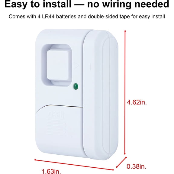 Personal Security Window and Door Alarm, 12 Pack, Protection, Burglar Alert, Wireless Chime/Alarm, Easy Installation, Home Security, Ideal for Home, Garage, Apartment and More, White