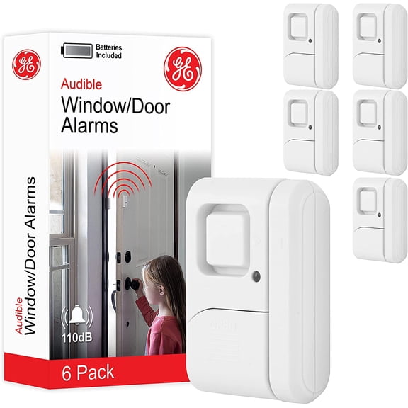 Personal Security Window and Door Alarm, 6 Pack, DIY Protection, Burglar Alert, Wireless Chime/Alarm, Easy Installation, Home Security, Ideal for Home, Gara, Apartment and More,White, 49721