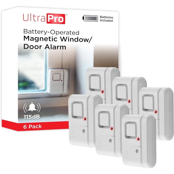Personal Security Window and Door Alarm, 6 Pack, DIY Protection, Burglar Alert, Wireless Chime/Alarm, Easy Installation, Home Security, Ideal for Home, Garage, Apartment, White, 49721