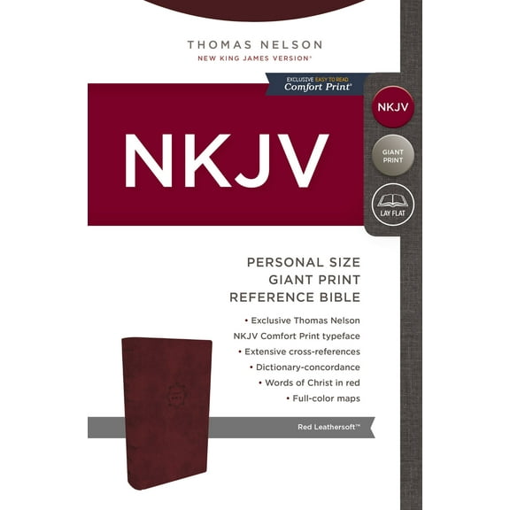 NKJV, Reference Bible, Personal Size, Leathersoft, Burgundy, Comfort Print