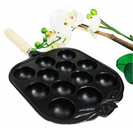 Personal Size Traditional Cast Iron Japanese Takoyaki And Dessert Cake Cooking Pan