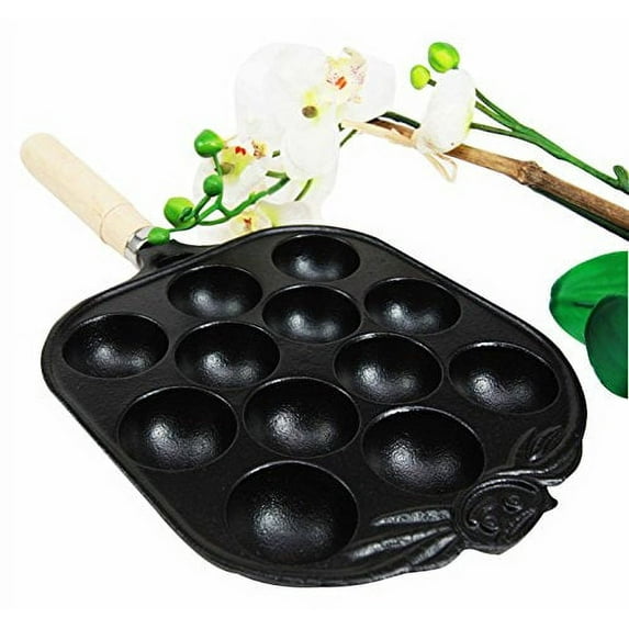 Personal Size Traditional Cast Iron Japanese Takoyaki And Dessert Cake Cooking Pan