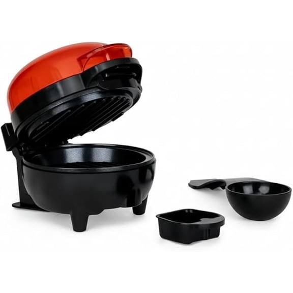 Personal Sized Smash Burger Griddle with Bun Warmer, 600 Watts, Non-stick, Red Y101