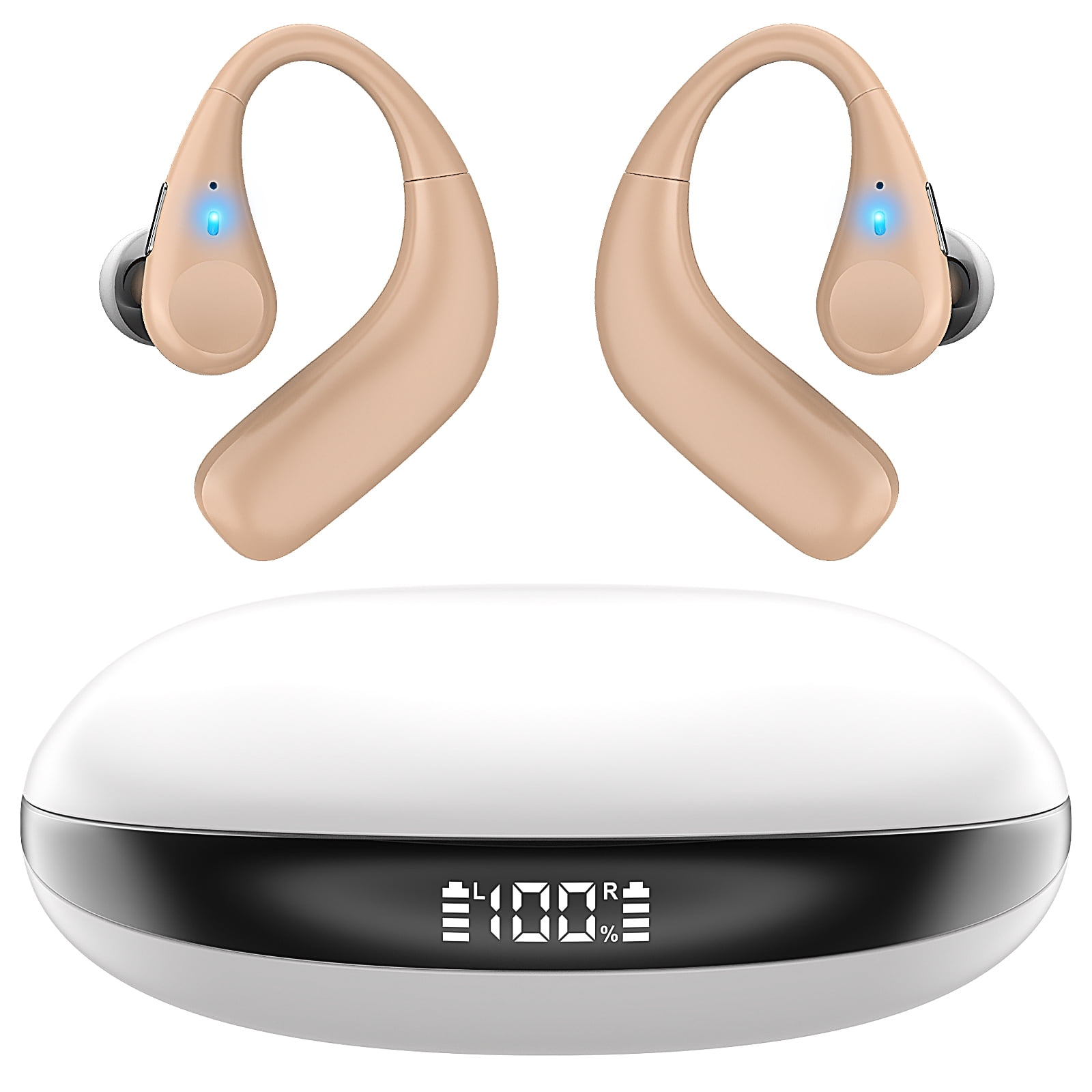 Personal Sound Amplifiers with Bluetooth 5.3, Rechargeable Sound Amplification Device with Charging Case, 16-Channels Noise Reduction, Volume Control for Clear Audio