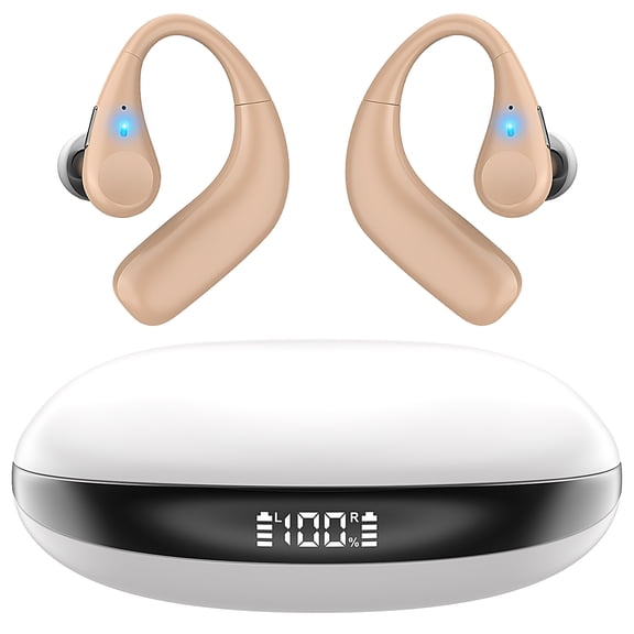 Personal Sound Amplifiers with Bluetooth 5.3, Rechargeable Sound Amplification Device with Charging Case, 16-Channels Noise Reduction, Volume Control for Clear Audio