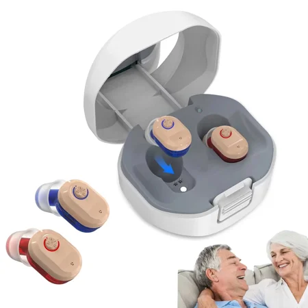 Personal Sound Amplifiers for Ears, Noise Reduction, in-ear Rechargeable Personal Sound Amplifiers with Portable Charging Case, PSAP for Seniors and Adults