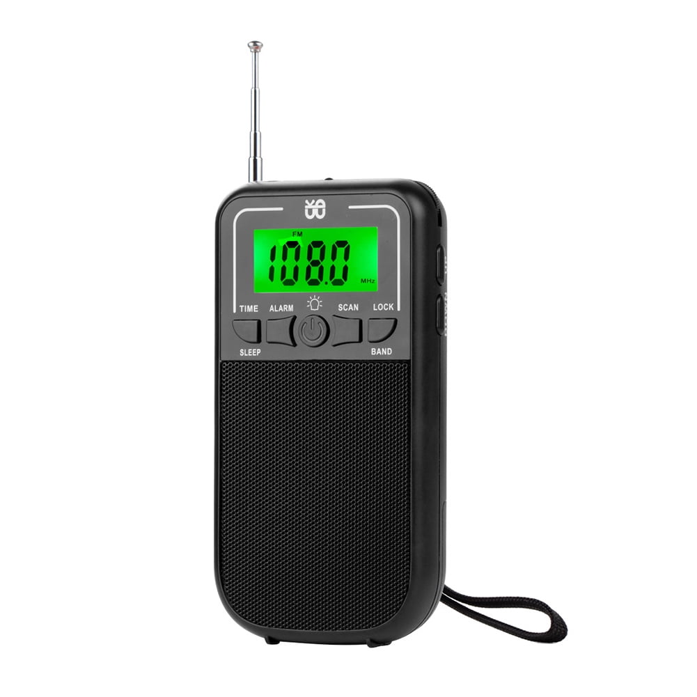 Personal Stereo Radio Digital Display AM FM Radio Headphone Jack (Black