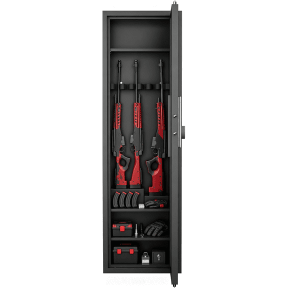 Personal Storage Cabinet for Rifles, 53" Hidden In Wall Gun Safe with Digital Password Panel Lock Steel Construction and Adjustable Shelves, Rifle Storage Cabinet for Home Office Bedroom