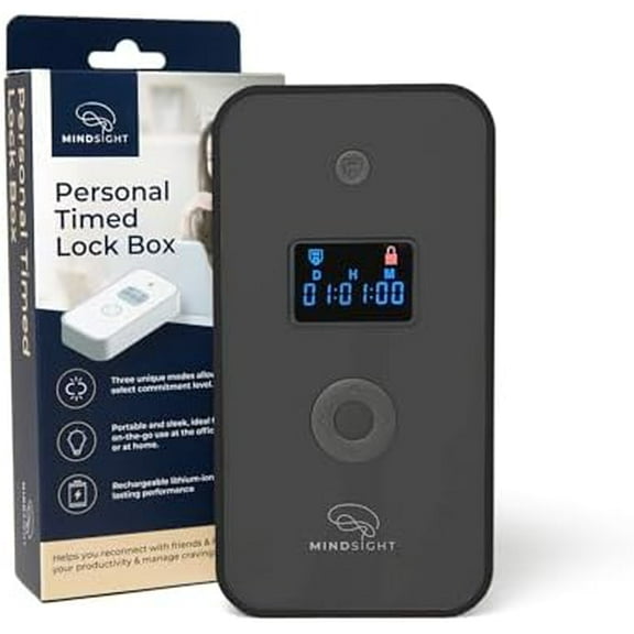 Personal Timed Lock Box | Unplug from Phones and Other Small Distractions | 3 Modes Based on Willpower | Easy to Use | Out of Sight ~ Out of Mind | Boost Your Mental Wellness