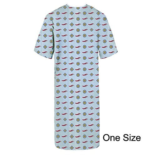Personal Touch Full Size Twill Unisex Blue Geometric Premium Patient Gown (Pack of 6)