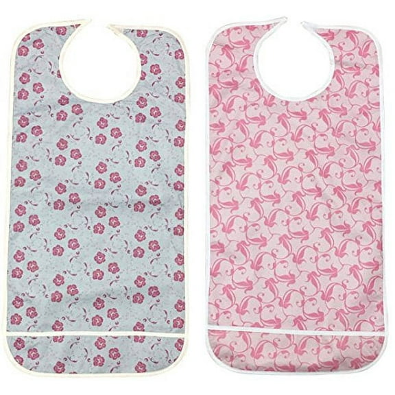 Personal Touch Ladies Adult Bib With Crumb Catcher Velcro Closure Size 18x36 (Pack of 2)