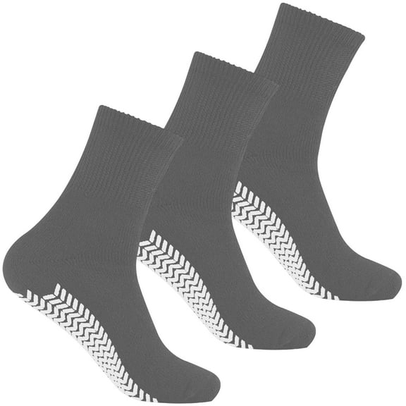 Personal Touch Non-Binding Loose Fit Sock - Non-Slip Diabetic Socks for Men and Women - Quarter/Ankle Length 3Pk (10-13, Gray)