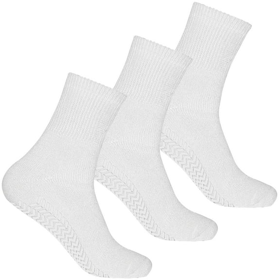 Personal Touch Non-Binding Loose Fit Sock - Non-Slip Diabetic Socks for Men and Women - Quarter/Ankle Length 3Pk (13-15, White)