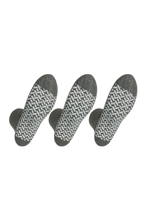 Unisex Crew Length Comfortable Hospital Slipper Socks Size 13-15 Pack of 3 (Dark Gray)