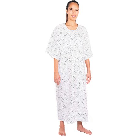 Personal Touch Unisex Hospital Patient Angle Back Overlap Ties at Neck & Waist Gown - One Size Pack of 4 (Snowflake Print)
