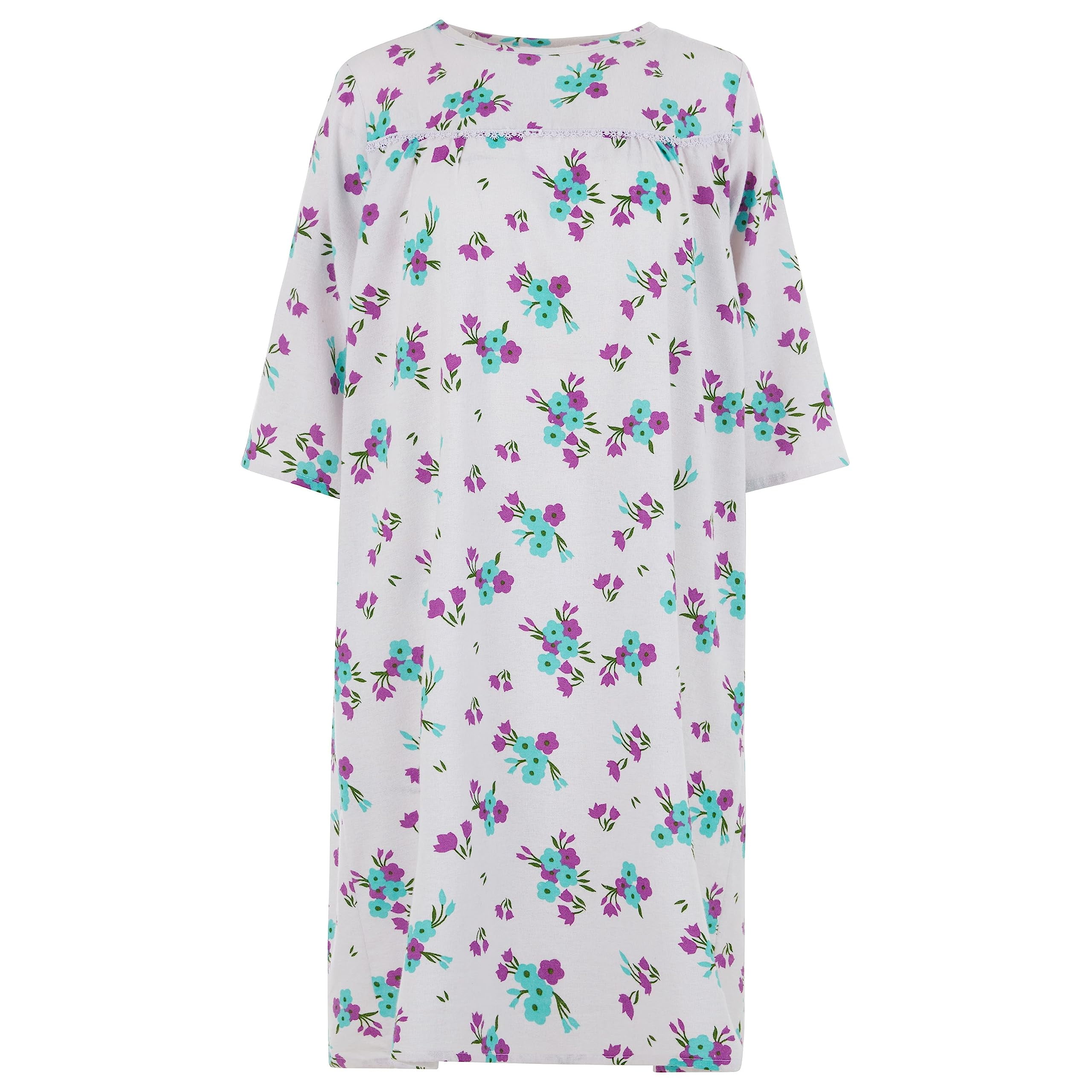 Personal Touch Women's Adaptive Flannel Backwrap Gown (01 Purple