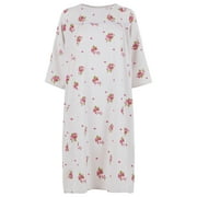 Personal Touch Womens Adaptive Flannel Backwrap Gown 02 - Pink Roses, -Large