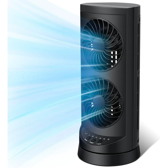 Personal Tower Cooling Fans that Blow Cold Air, Standing Small Desk Fan with 3 Speeds & Timer, 60° & 110° Oscillating Table Fan, Quiet and Safe Electric Floor Fan for Bedroom, Bedside, Home, Office