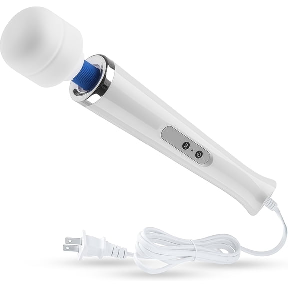 Personal Wand Massager,10 Speeds Wired Powerful Vibrations Massage Stick, Handheld Electric Back Massager Wand for Deep Full Body Massage and Pain Relief, White