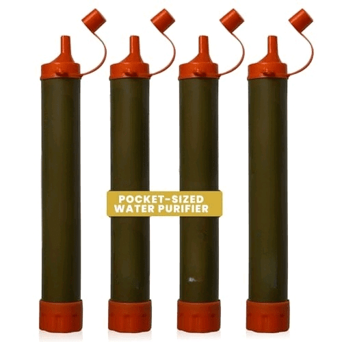 Personal Water Filter Straw, Reusable Straws for Drinking Clean, Filtered Water, Portable & Lightweight, Ideal for Camping, Hiking, Fishing, and Backpacking, Survival Gear and Supplies, 4-Pack