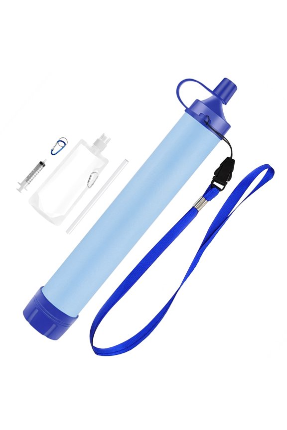 Water Filter Straw, Ultra-fine Filtration Water Filter for Camping with PP Cotton, Coconut Shell Activated Carbon, Purification Balls, Hollow Fiber Membrane, and ABS Case, Compatible with 28mm Bottle