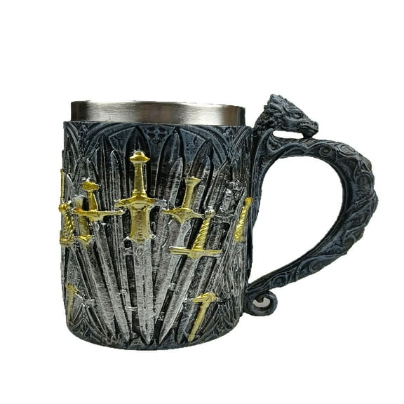 Personalise Engraved Style Mug Horn Games Beers of Mug Thrones,Stainless Steel Resin 3D Coffee Beer Mug Drinkware Cup (7.Sword Handle Cup)