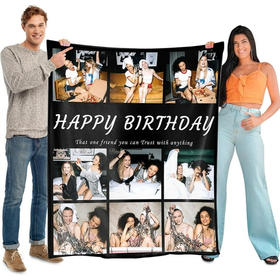 Personalised Blanket 76x100cm,Custom Blanket with Words Picture Collage Customized Blankets,Birthday Xmas Souvenir Gifts Personalized Throw for Father, Mom, Kids, Dogs, Friends or Lover