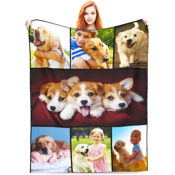 Personalised Blanket, Custom Blanket, Personalised Photo Blanket, Customised Photo Blanket Personalised for Adults Kids, Personalised Gifts for Mum, Dad, Boyfriend, Girlfriend (1 photo)