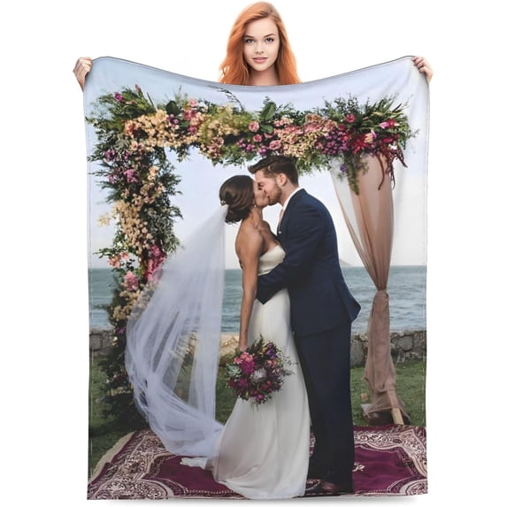 Personalised Blanket, Custom Blanket, Personalised Photo Blanket, Customised Photo Blanket Personalised for Adults Kids, Personalised Gifts for Mum, Dad, Boyfriend, Girlfriend (1 photo)