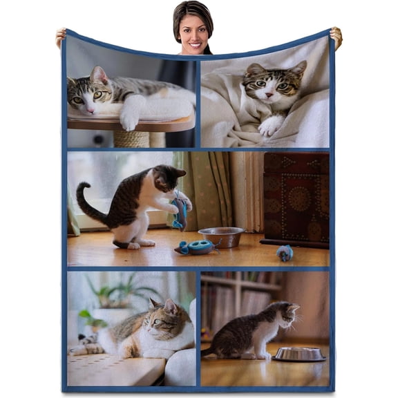 Personalised Blanket, Custom Blanket, Personalised Photo Blanket, Customised Photo Blanket Personalised for Adults Kids, Personalised Gifts for Mum, Dad, Boyfriend, Girlfriend (10 Photos)