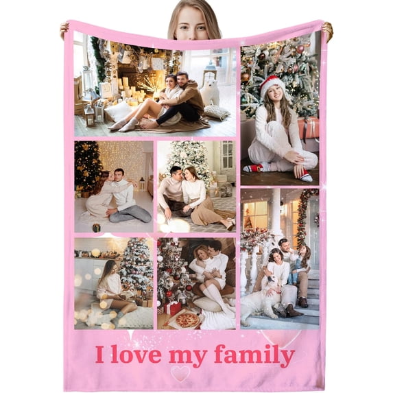 Personalised Blanket,Custom Blanket,Personalised Photo Blanket,Customised Photo Blanket Personalised for Adults,Picture Blanket Personalised Gifts for Mum,Dad,Boyfriend,Girlfriend