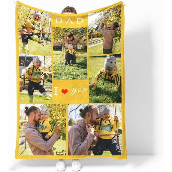 Personalised Blanket, Custom Blanket, Personalised Photo Blanket,Customized Flannel Blankets for Father, Mom, Lover, Kids, Friends, Pet, Birthday, Christmas - Personalised Gifts for Women Men.