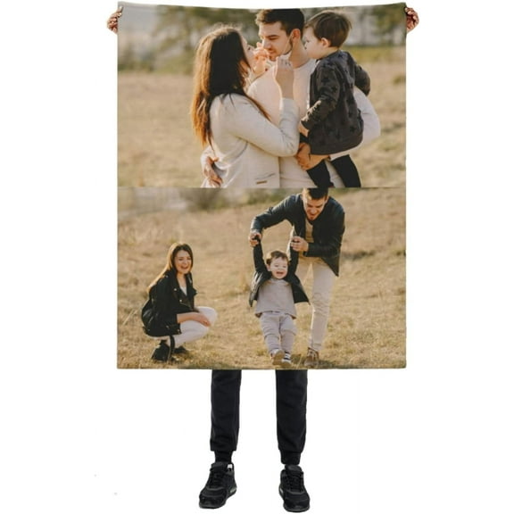 Personalised Blanket Custom Blanket with Photo Text Blanket Personlized Throw Picture Collage Flannel Blankets for Family Xmas Christmas New Year Anniversary Birthday Wedding Gift