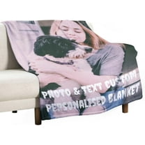 Personalised Blanket, Custom Blanket with Photo and Text Customized Flannel Blankets for Father, Mom, Lover, Kids, Friends, Pet, Birthday, Christmas - Personalised Gifts for Women Men, 80x120cm