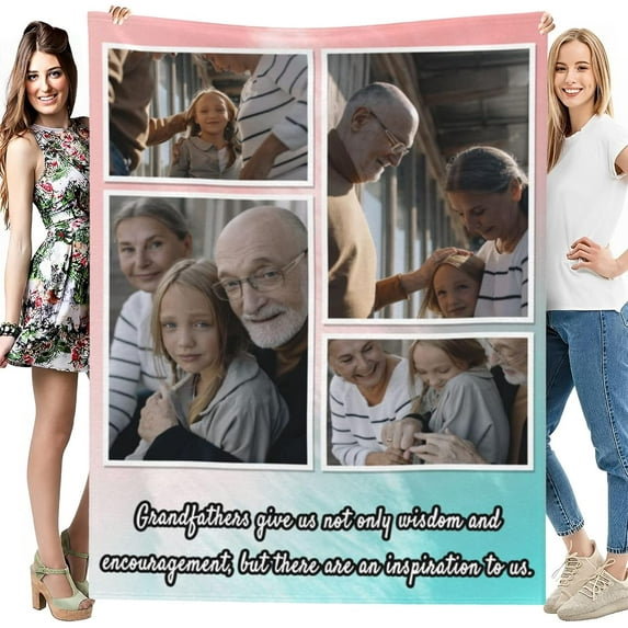 Personalised Blanket - Custom Blanket with Photos - Personalized Blankets Using ourselves Photos for Birthday Gifts - Customized Blankets with Pictures for Father, Mom, Kids, Dogs, Friends or Lover