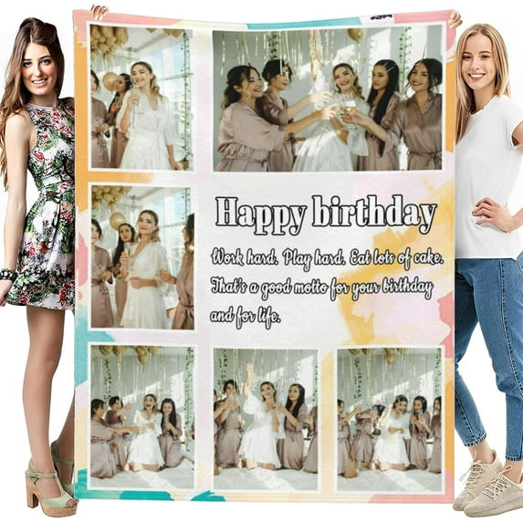 Personalised Blanket - Custom Blanket with Photos - Personalized Blankets Using ourselves Photos for Birthday Gifts - Customized Blankets with Pictures for Father, Mom, Kids, Dogs, Friends or Lover